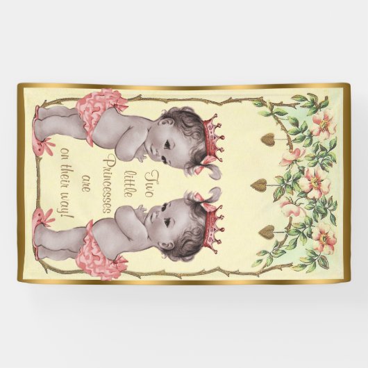  prinses Twins Rozen en harten Spandoek (Horizontaal)