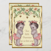  prinses Twins Rozen & Hearts Baby shower Kaart (Voorkant / Achterkant)