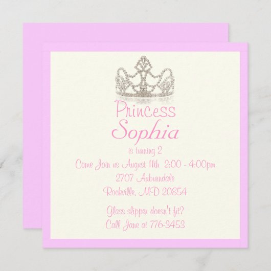 Prinses uitnodiging (Voorkant / Achterkant)