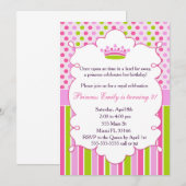 Prinses Uitnodiging Meisje Verjaardagsfeest Groen  (Voorkant / Achterkant)