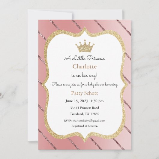 Prinses Uitnodiging, Uitnodiging Baby Shower (Voorkant)
