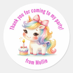 Prinses Unicorn bedankt Ronde Sticker