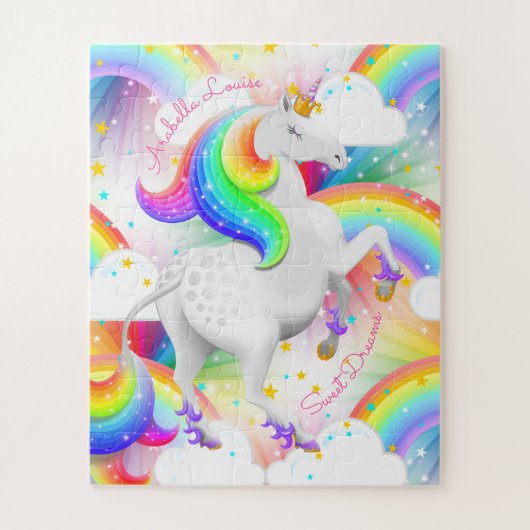  prinses Unicorn gepersonaliseerd Legpuzzel (Verticaal)