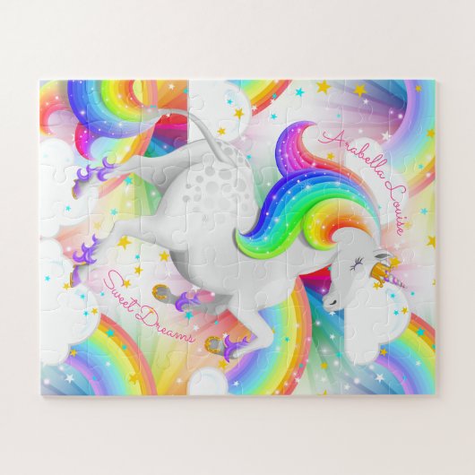 prinses Unicorn gepersonaliseerd Legpuzzel (Horizontaal)