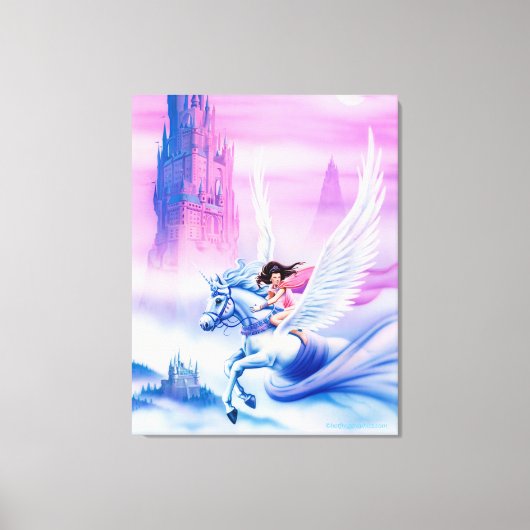 prinses Unicorn, groot, uitgerekt canvas Afdruk (Voorkant)