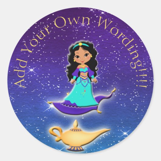 Prinses van Arabische Nachten Genie Magische Stick Ronde Sticker (Voorkant)