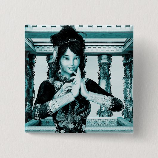Prinses van China Vierkante Button 5,1 Cm (Voorkant)