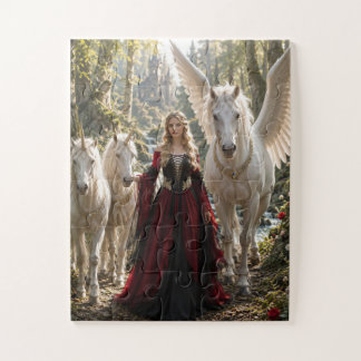 Prinses van het betoverde eenhoorn bos legpuzzel