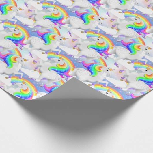 Prinses van het bos Regenboog Magische Eenhoorn Cadeaupapier (Hoek)