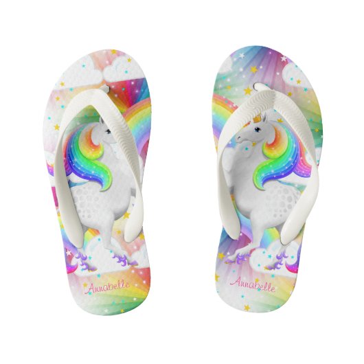 Prinses van het bos Starburst Regenboog Eenhoorn Kinder Teenslippers (Voetbed)