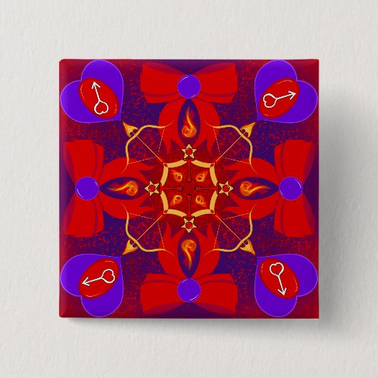Prinses van Mars Vierkante Button 5,1 Cm (Voorkant)