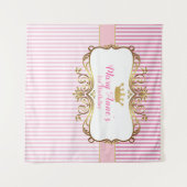 Prinses Verjaardag Achtergrond Banner (Roze & Goud Wandkleed (Voorkant (horizontaal))