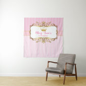 Prinses Verjaardag Achtergrond Banner (Roze & Goud Wandkleed (In situ)