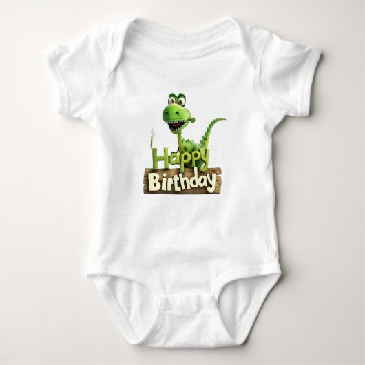 Prinses Verjaardag Dinosaur – Leuke Dino Feestbord Romper (Voorkant)