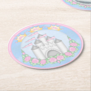Prinses, Verjaardag, Feest Design Papier Onderzett Ronde Kartonnen Onderzetter
