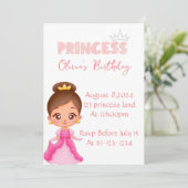 PRINSES VERJAARDAG FEEST UITNODIGING VOOR MEISJES (Staand voorkant)