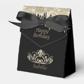 Prinses Verjaardag - Gouden Tiara kroon Bedankdoosjes (Voorkant Zijde)