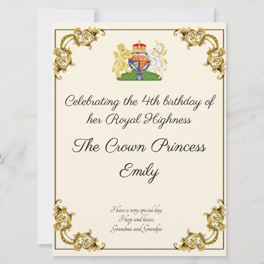 Prinses Verjaardag Hare Koninklijke Hoogheid Naam  Kaart (Achterkant)