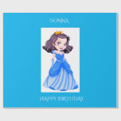 Prinses verjaardag inpakpapier. Aangepaste naam. Cadeaupapier (Vlak)