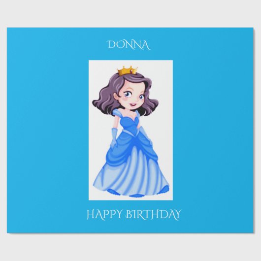 Prinses verjaardag inpakpapier. Aangepaste naam. Cadeaupapier (Vlak)
