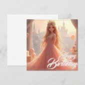 Prinses Verjaardag Kaart in Roze (Voorkant / Achterkant)