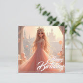 Prinses Verjaardag Kaart in Roze (Staand voorkant)