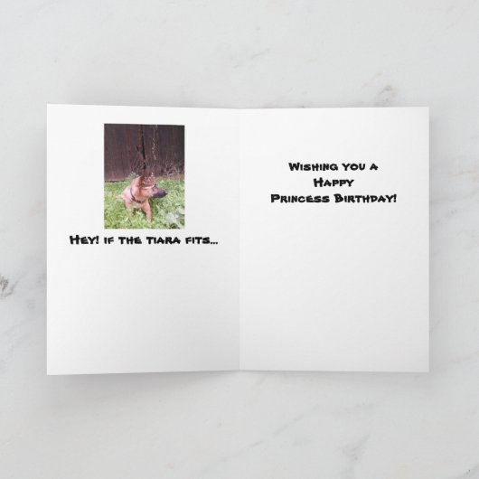 Prinses Verjaardag Kaart met Belgische Malinois (Binnen)