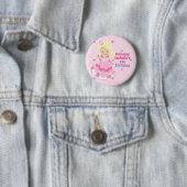  Prinses Verjaardag Meisje Gepersonaliseerd Roze Ronde Button 5,7 Cm (In situ)