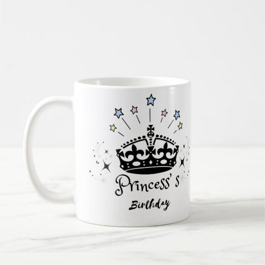 Prinses verjaardag -  minimalistische retro cro koffiemok (Links)