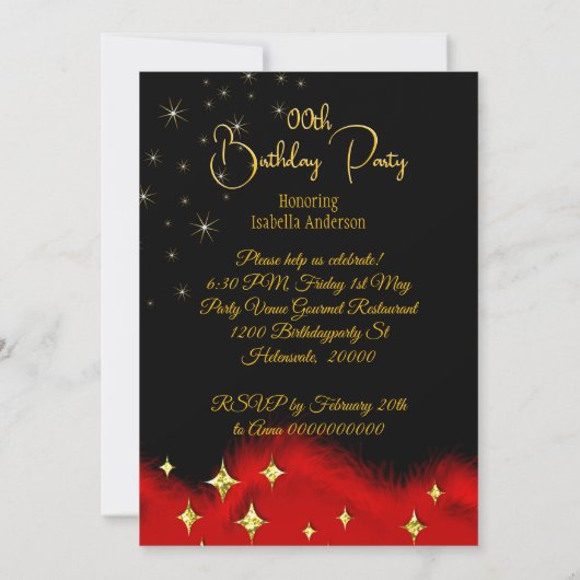 Prinses Verjaardag Rode Glitter Hoge Hakken Kroon Kaart (Achterkant)