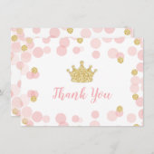 Prinses Verjaardag Roze en Goud Dank u Kaart (Voorkant / Achterkant)