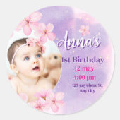 Prinses verjaardag Schuim Bord Ronde Sticker (Voorkant)