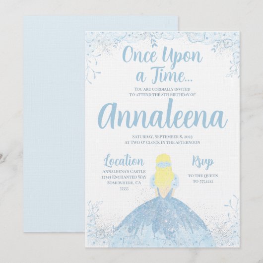 PRINSES VERJAARDAG UITNODIGEN KAART (Voorkant / Achterkant)