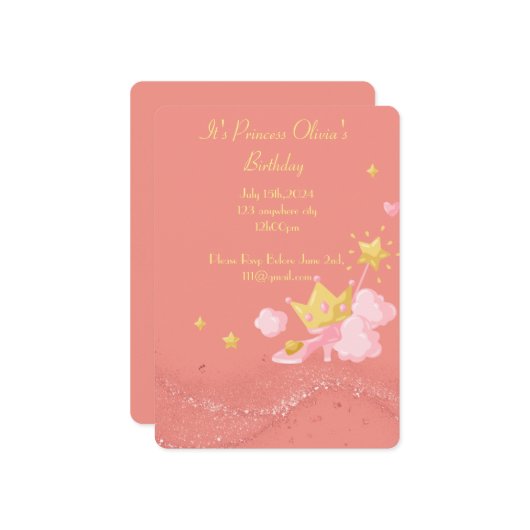 PRINSES VERJAARDAG UITNODIGING (Voorkant / Achterkant in situ)