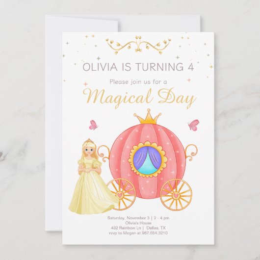 Prinses Verjaardag uitnodiging, kleine prinses mei Kaart (Voorkant)