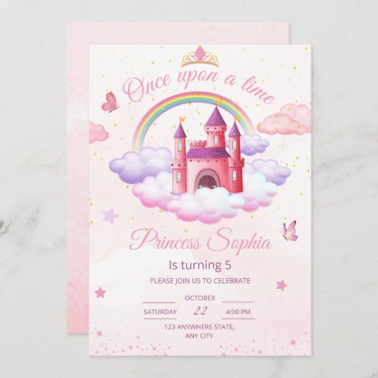 Prinses Verjaardag uitnodiging Kleine Prinses Meis (Voorkant / Achterkant)