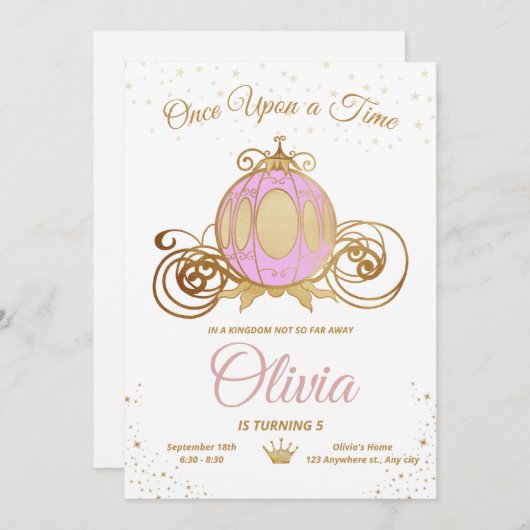 Prinses Verjaardag uitnodiging Kleine Prinses Meis (Voorkant / Achterkant)