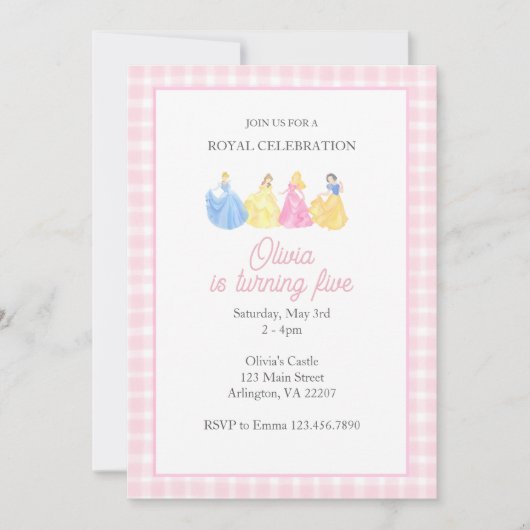 Prinses Verjaardag Uitnodiging - Koninklijk feest (Voorkant)