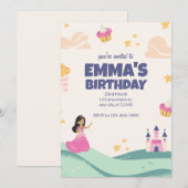 Prinses Verjaardag uitnodiging, Magische Prinses Kaart (Voorkant / Achterkant)