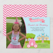 Prinses verjaardag uitnodiging met foto (Kasteel) (Voorkant / Achterkant)