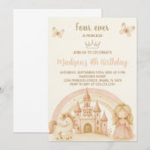 Prinses Verjaardag Uitnodiging met Kasteel & Eenho (Voorkant / Achterkant)