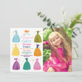 Prinses Verjaardag Uitnodiging Party Meisjes Foto (Staand voorkant)