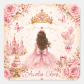Prinses Verjaardag Vierkante Sticker (Voorkant)