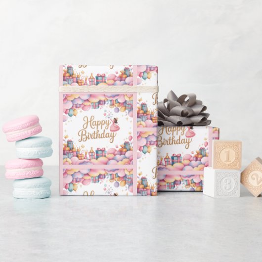 Prinses Verjaardag Waterverf Cadeaupapier (Baby Shower)