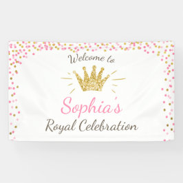 Prinses verjaardagsbanner Royal Pink en Gold Girl Spandoek