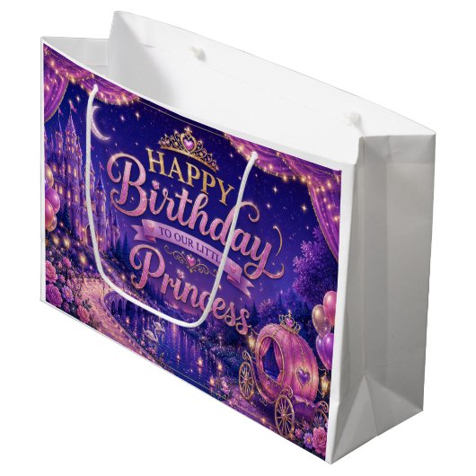 Prinses Verjaardagsfeest Ballonnen Groot Cadeauzakje (Voorkant Gekanteld)
