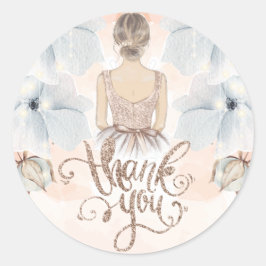 Prinses Verjaardagsfeest Beige glitter Dank u Ronde Sticker
