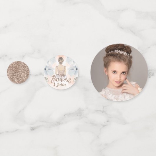 Prinses Verjaardagsfeest Beige glitter Foto Confetti (Achterkanten)