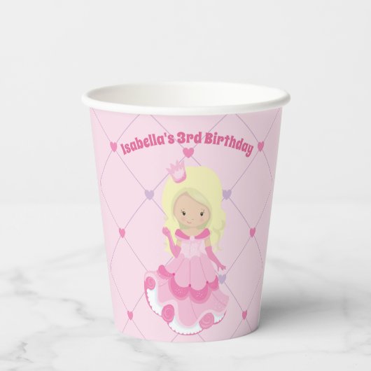 Prinses Verjaardagsfeest Custom Kinder Papieren Bekers (Achterkant)