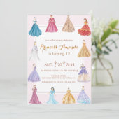 Prinses verjaardagsfeest kaart (Staand voorkant)